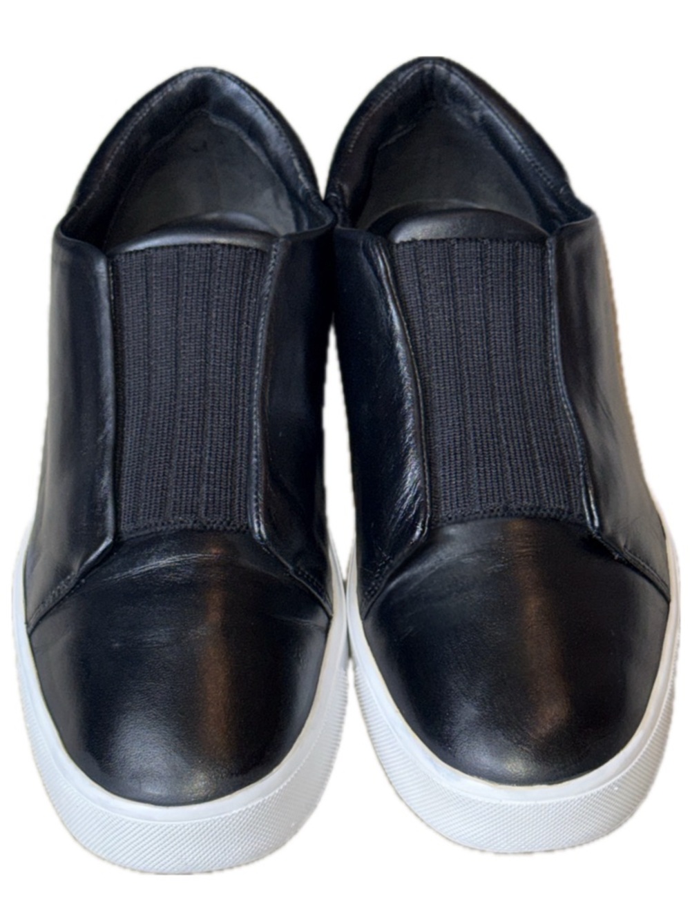 👟🏙️ VINCE Leather Slip-On Sneakers Minimal Luxe Black White Women’s US 7 / EU 37